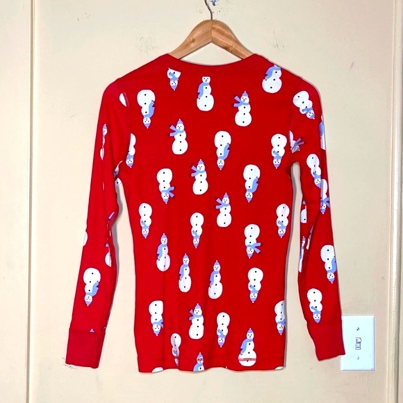 Red Snowman Print Long Sleeve Shirt christmas pj top - Picture 10 of 10